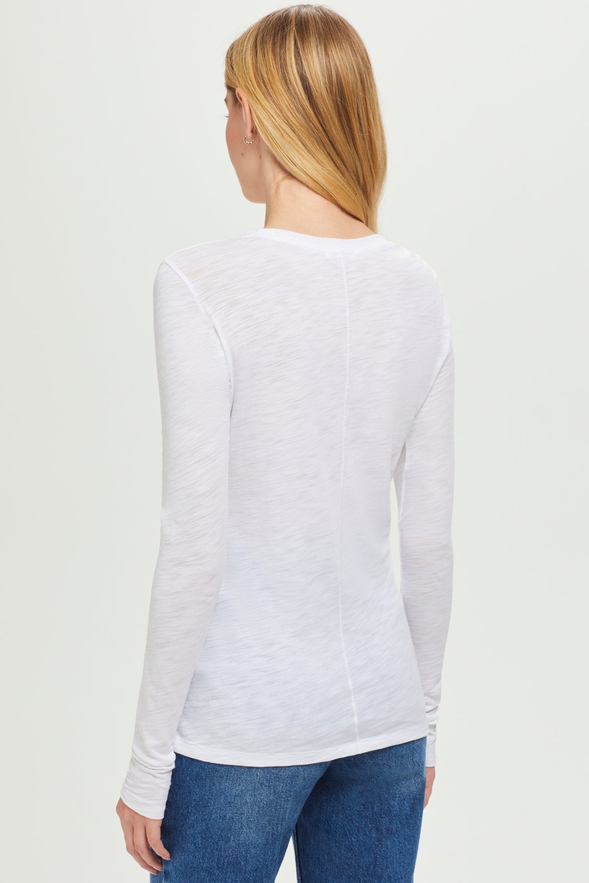 Signature Slub Long Sleeve Tee in White