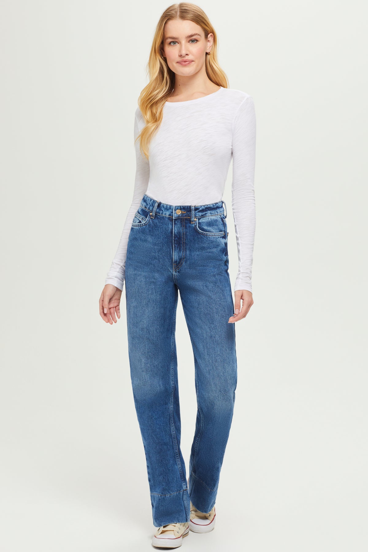 Signature Slub Long Sleeve Tee in White