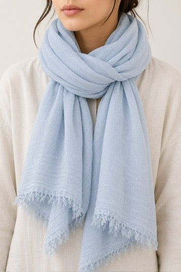 Cashmere Scarf 601 in Light Blue