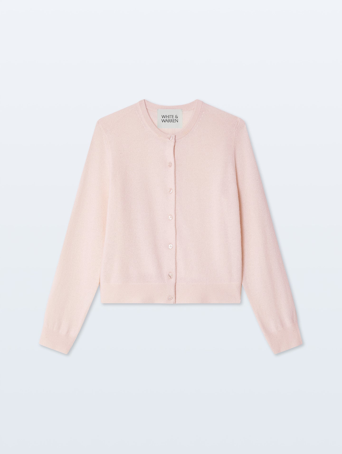 Cashmere Crewneck Cardigan in Pink Sand