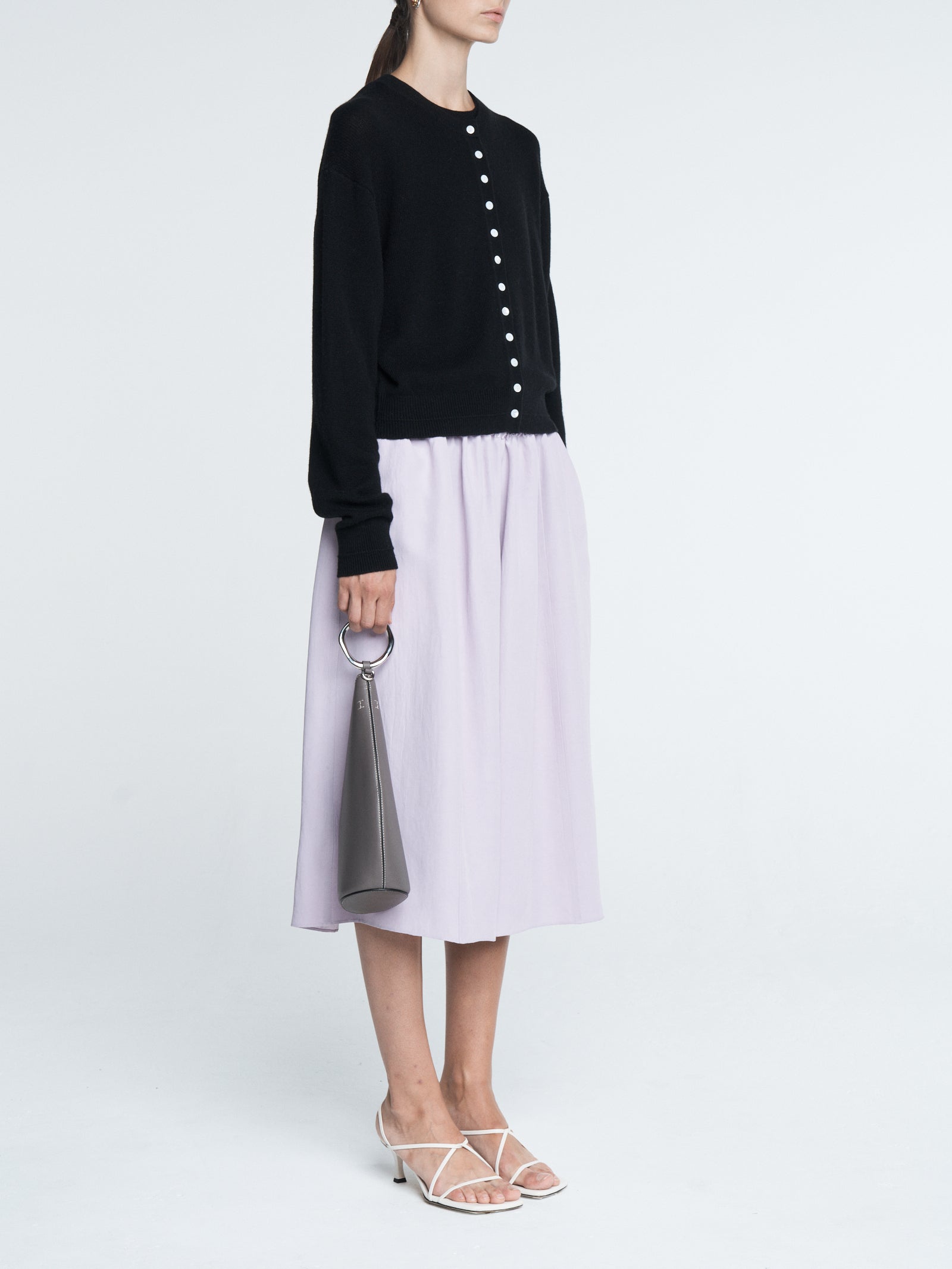 Tiny Button Cardigan in Black