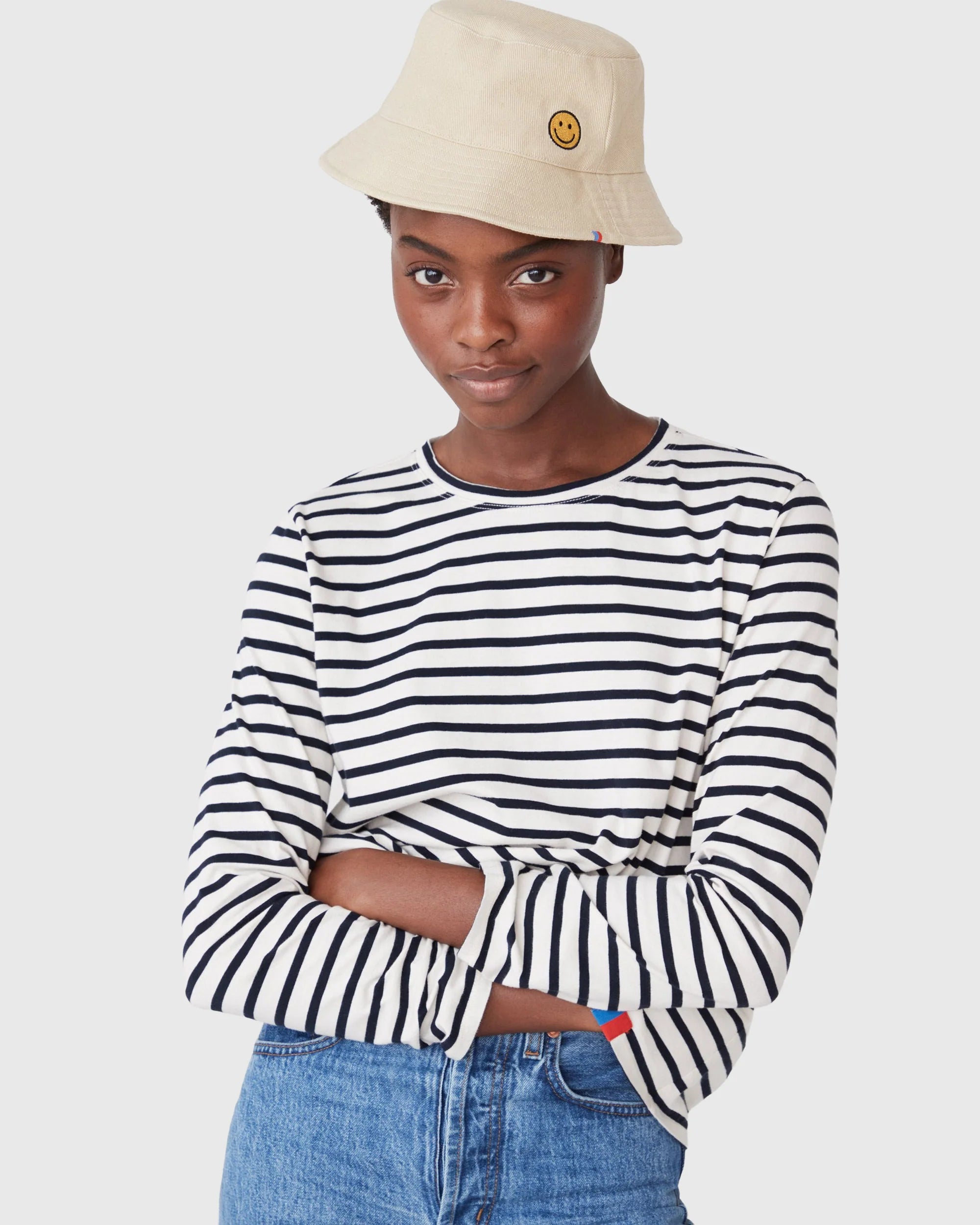 The Modern Long Sleeve in Cream/Navy