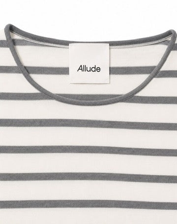 Boatneck Sweater in Heather Grey/White Stripe