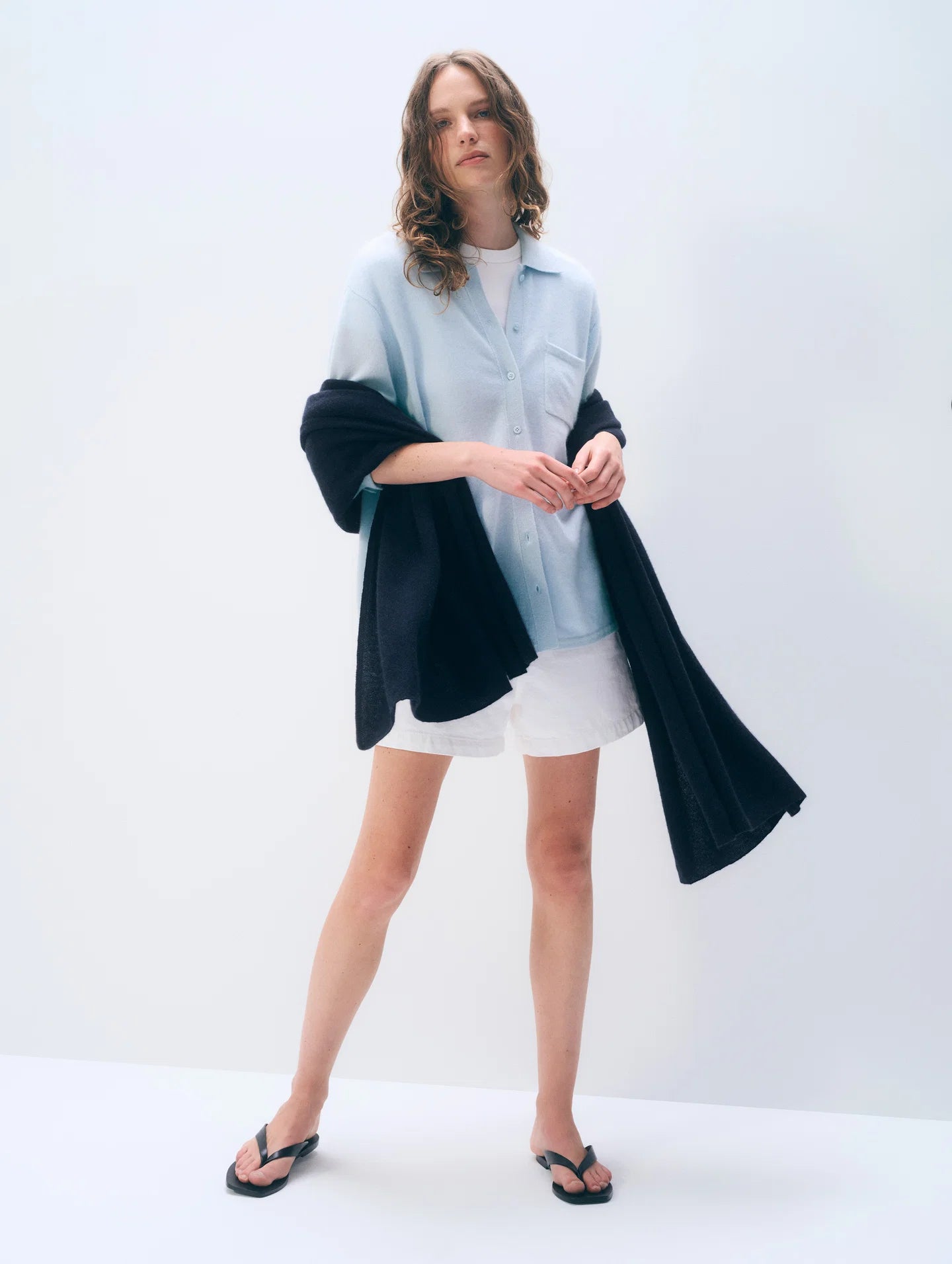 Cashmere Travel Wrap in Navy