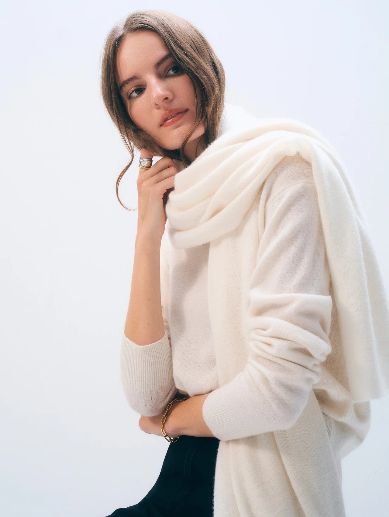 Cashmere Travel Wrap in Soft White