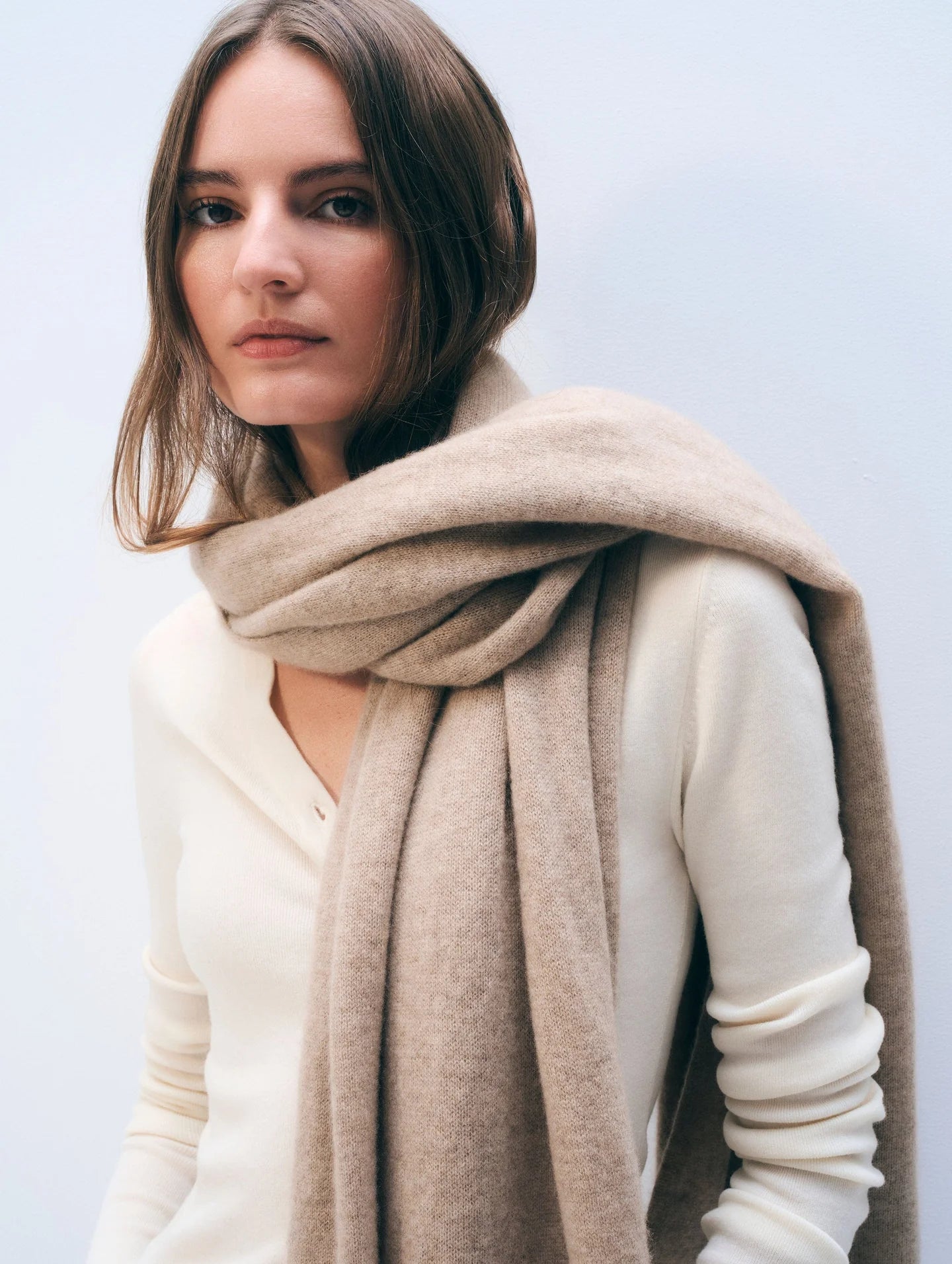 Cashmere Travel Wrap in Taupe Heather