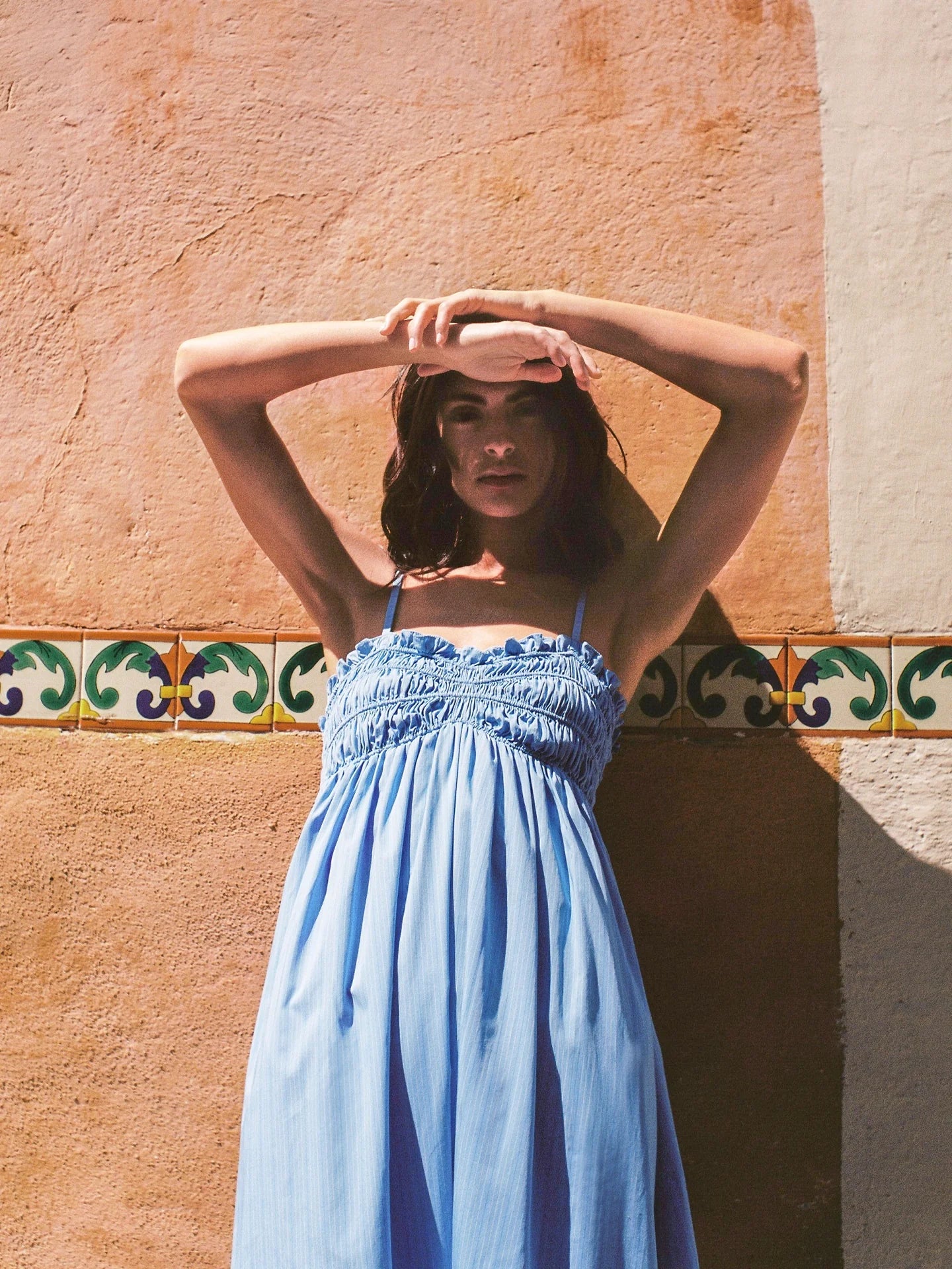 Presa Maxi Dress in Azul Micro Pinstripe