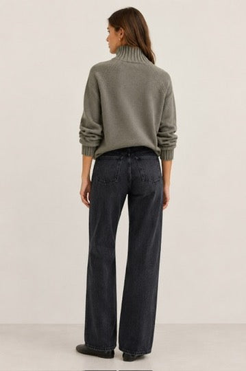 Mock Neck Sweater in Cedar Green