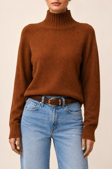 Mock Neck Sweater in Cinnamon