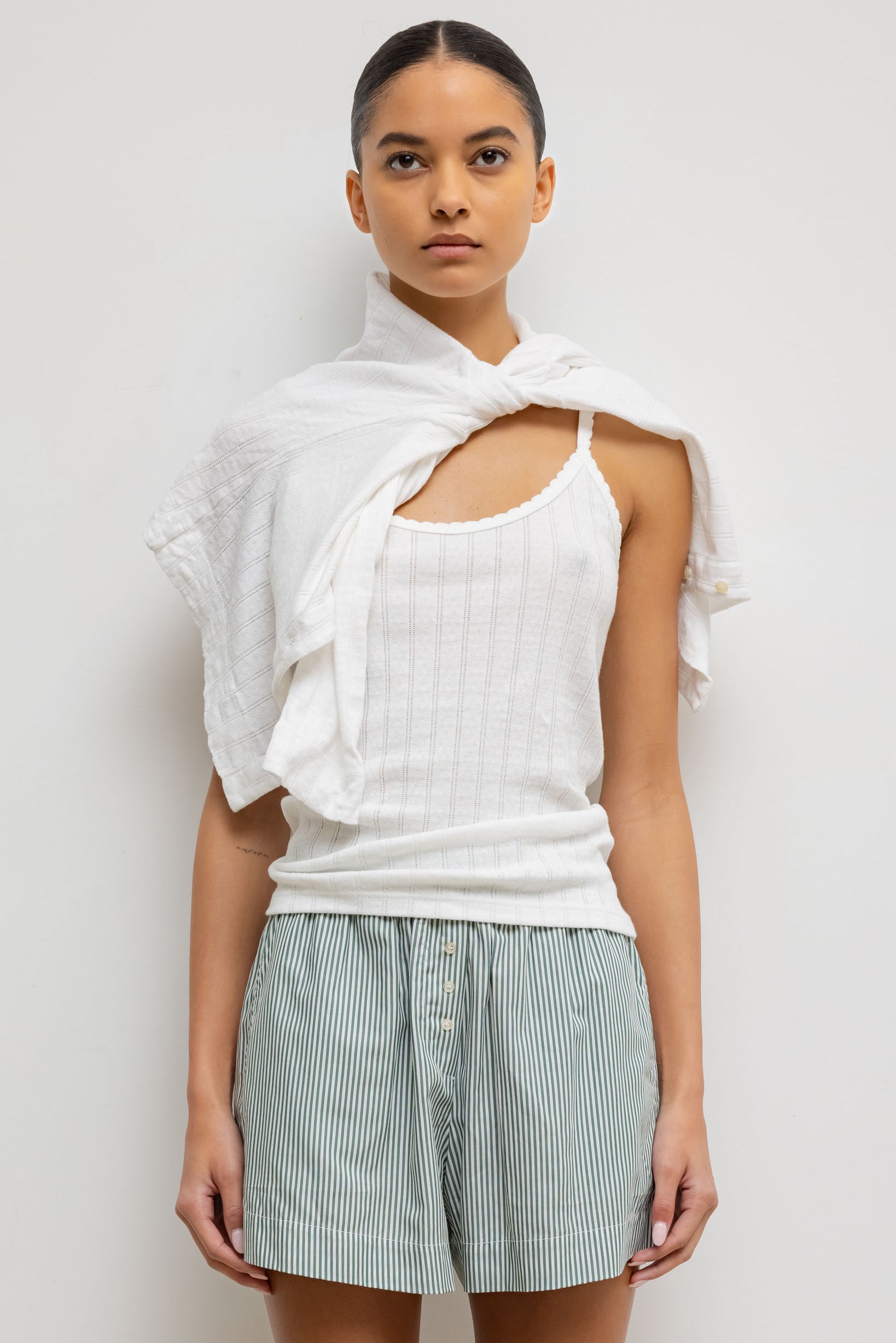 Pointelle Classic Tank Top in White