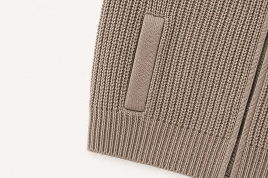 Fisherman Rib Hoodie-Cardigan in Mushroom Melange (One XS only)