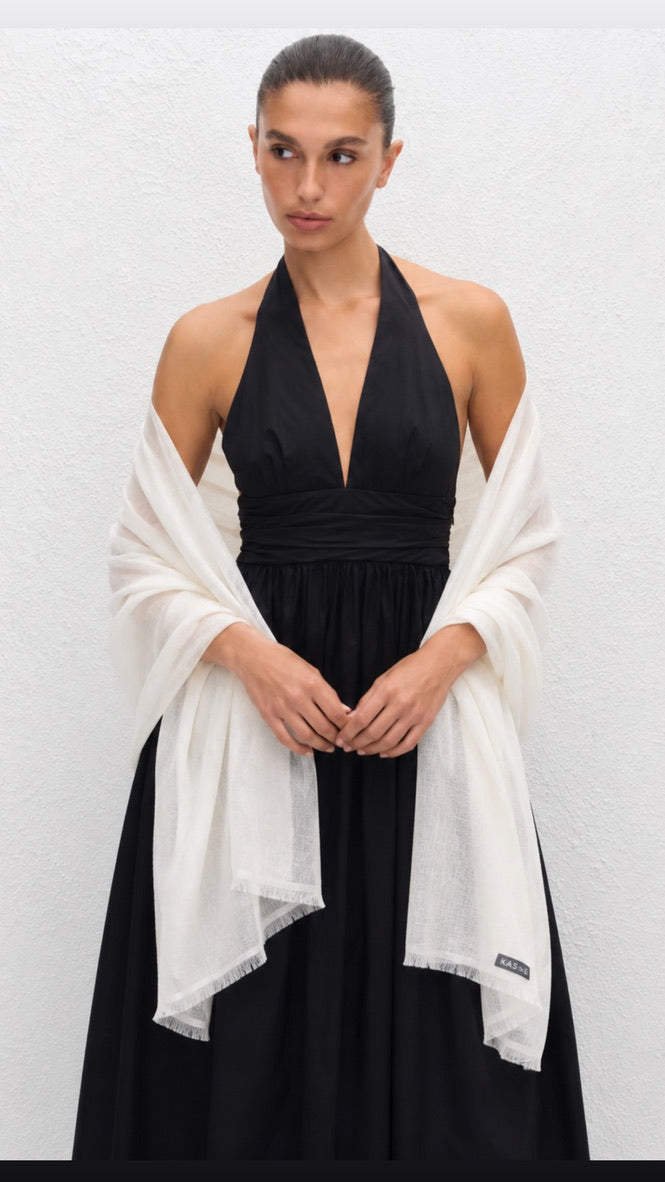 Featherweight Cashmere Scarf in Antique White