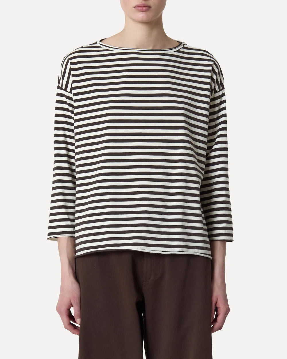 Maglia Teresa Striped Jersey in White/Brown (Last One Available, Size 2)