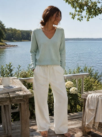 V-Neck Pullover in Iced Sage