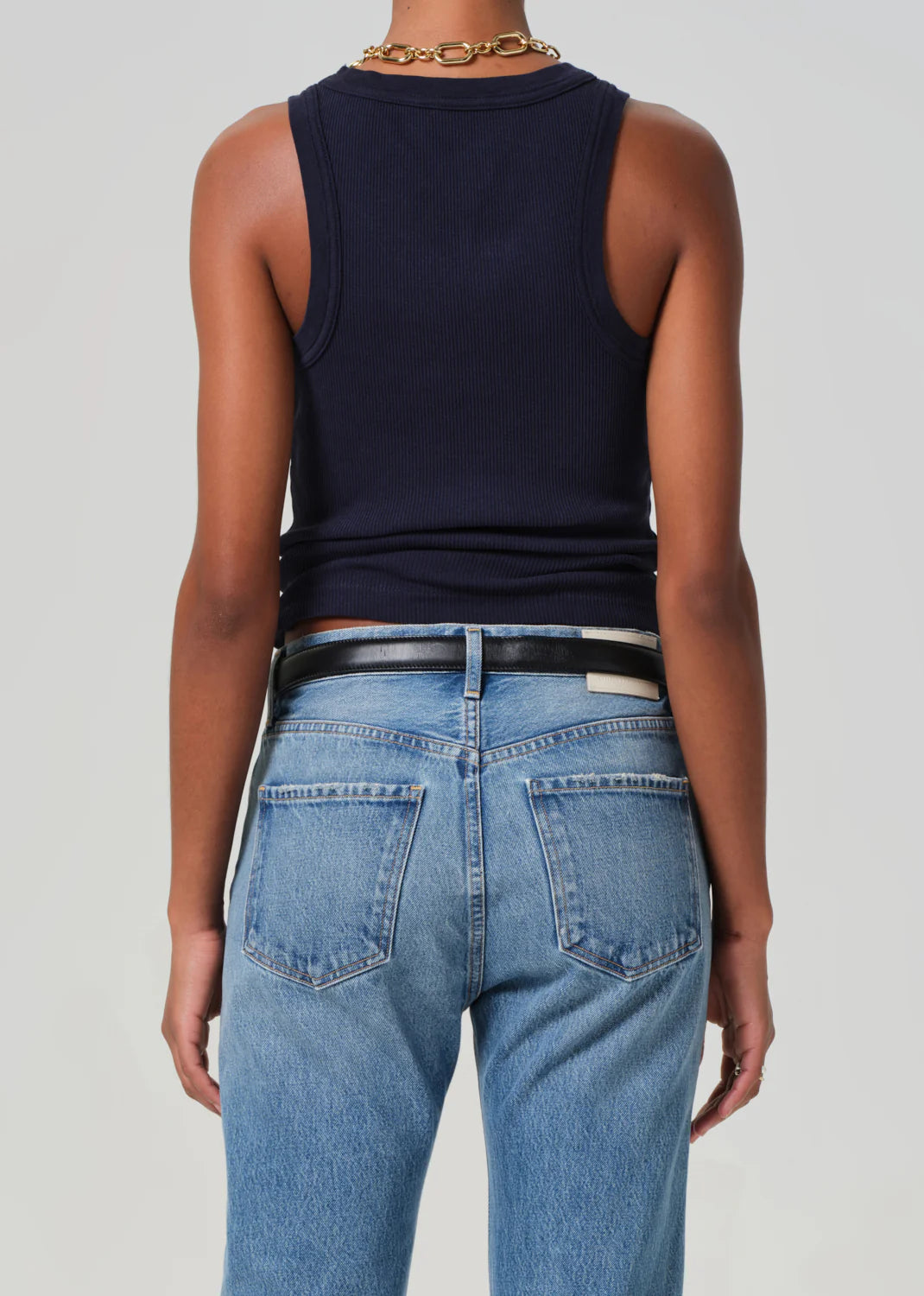 Isabel Rib Tank in Navy