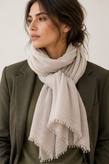Cashmere Scarf 601 in Latte