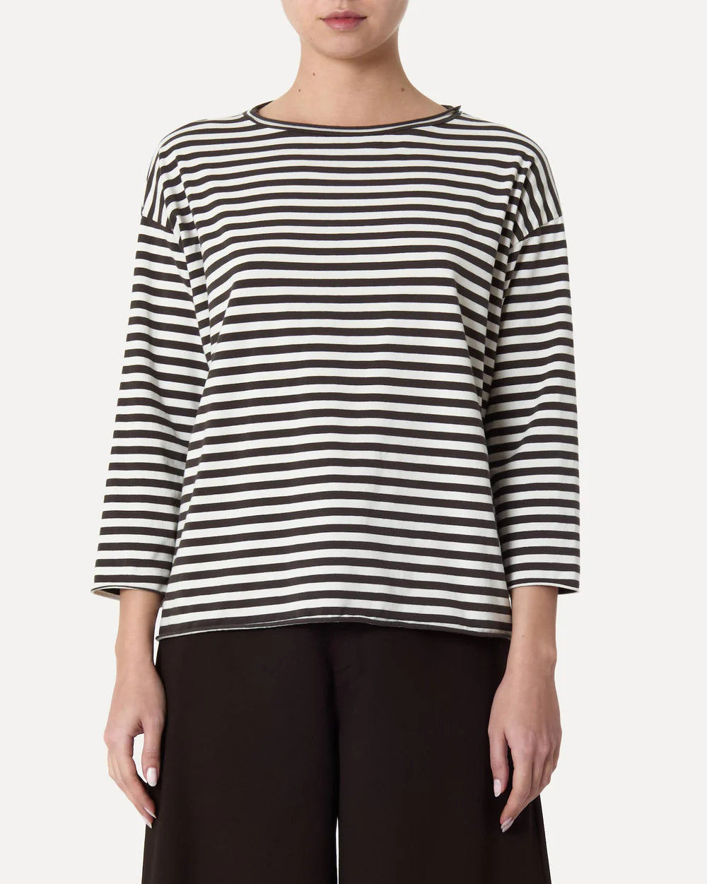 Maglia Teresa Striped Jersey in White/Brown (Last One Available, Size 2)