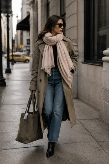 Classic Weight Cashmere Scarf 710 in Latte