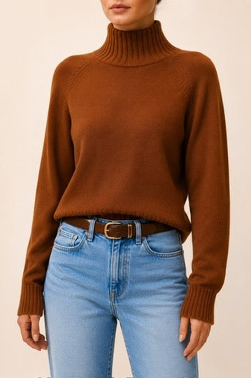 Mock Neck Sweater in Cinnamon