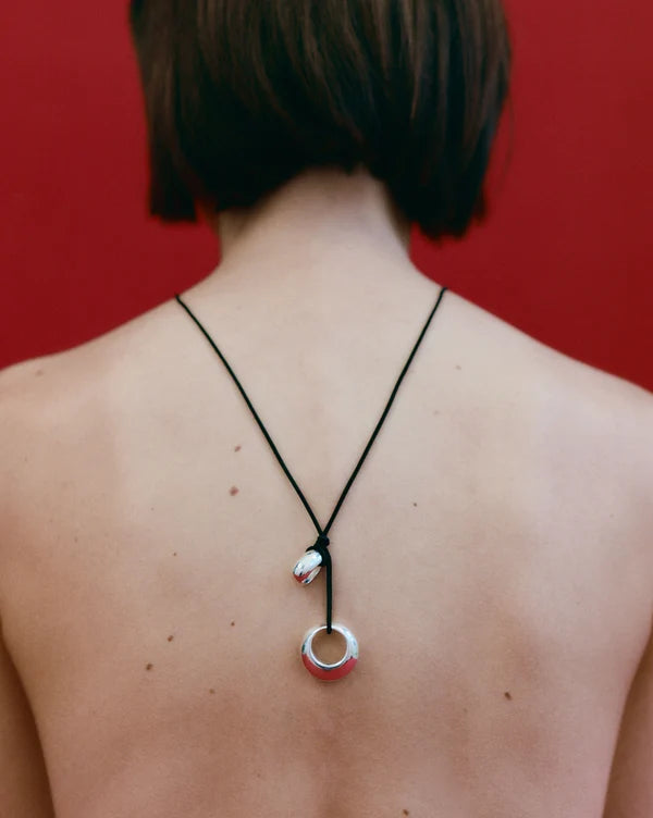 Rae Pendant in Sterling Silver, Black Suede Cord - Pre-Order: Delivery Early November