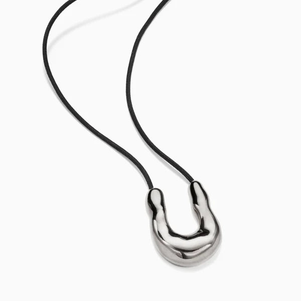 Wishbone Pendant in Sterling Silver / Black Cord