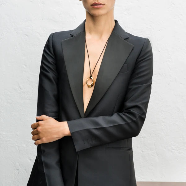 Marta Pendant in Gold Vermeil / Black Cord