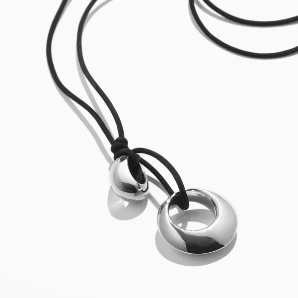 Rae Pendant in Sterling Silver, Black Suede Cord - Pre-Order: Delivery Early November