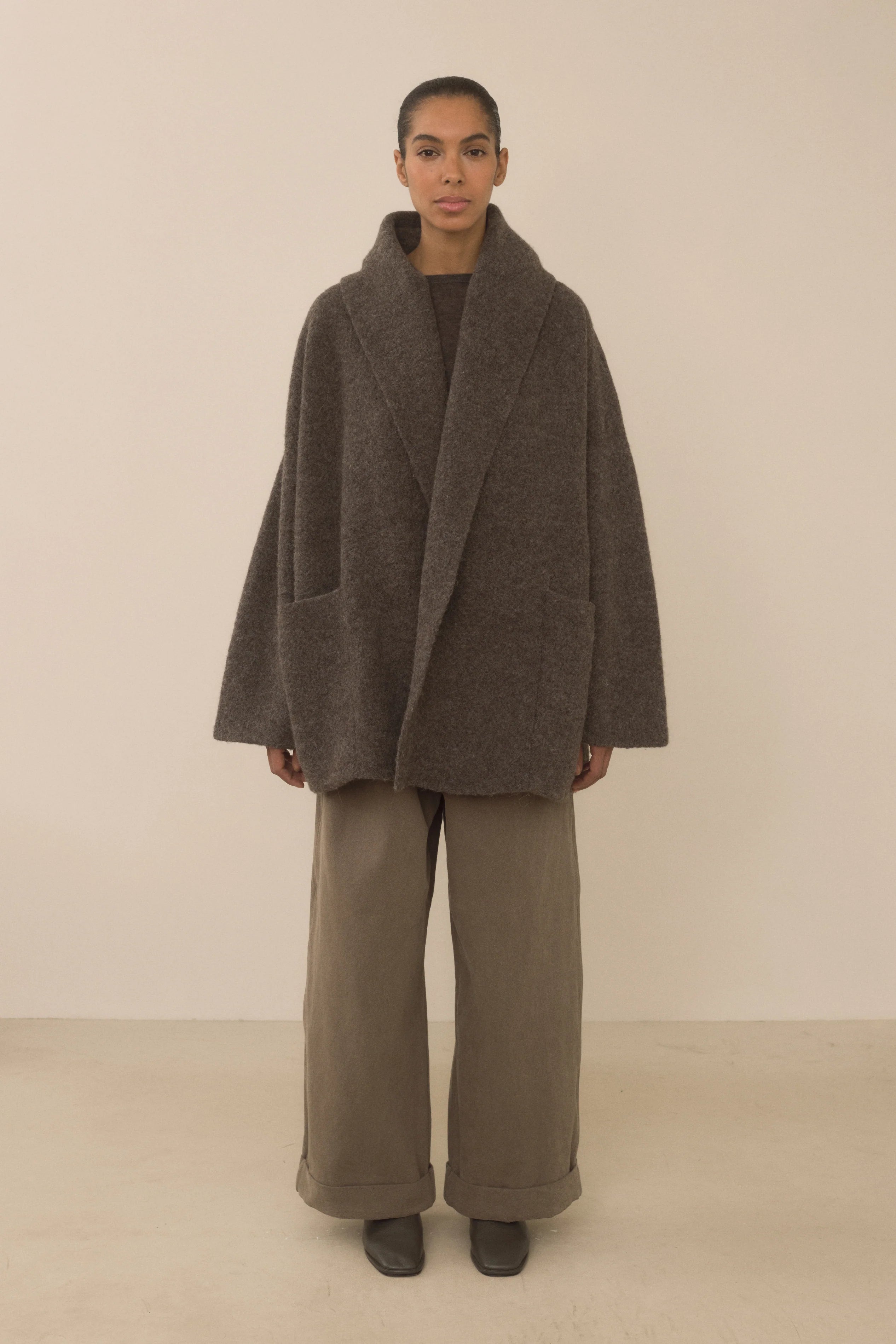 Double Face Coat in Blackened