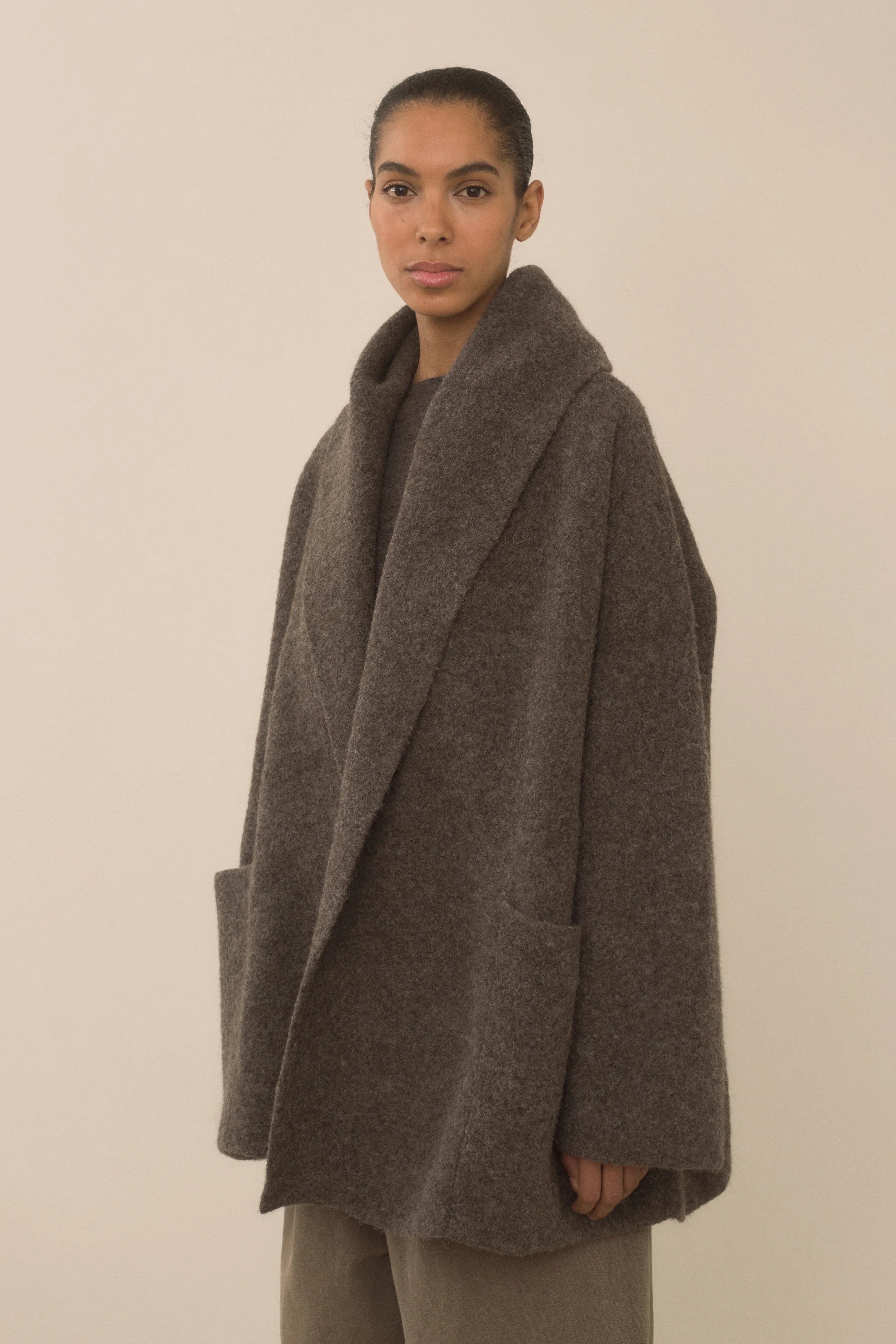 Double Face Coat in Blackened