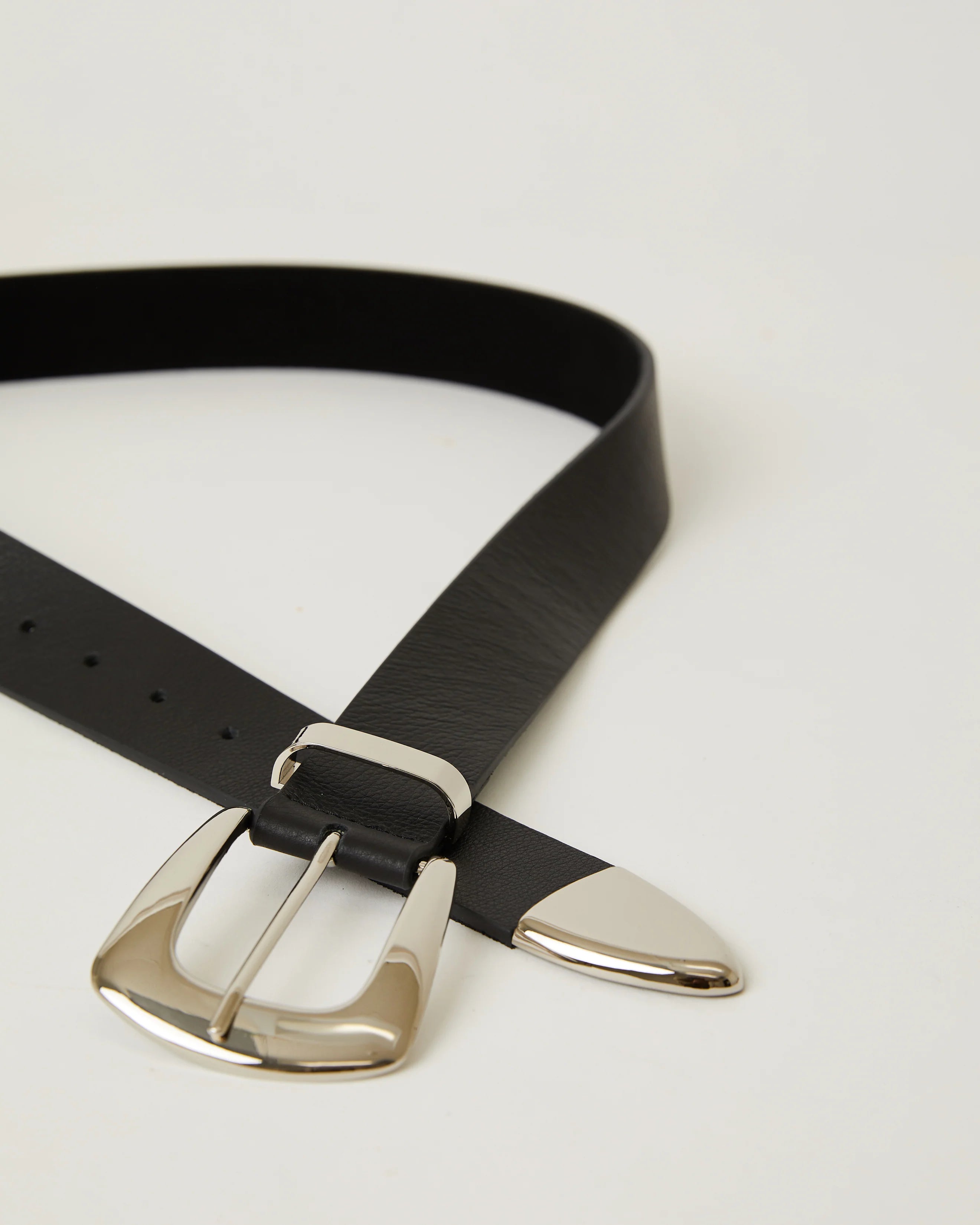 Jordana Mini Leather Belt in Black