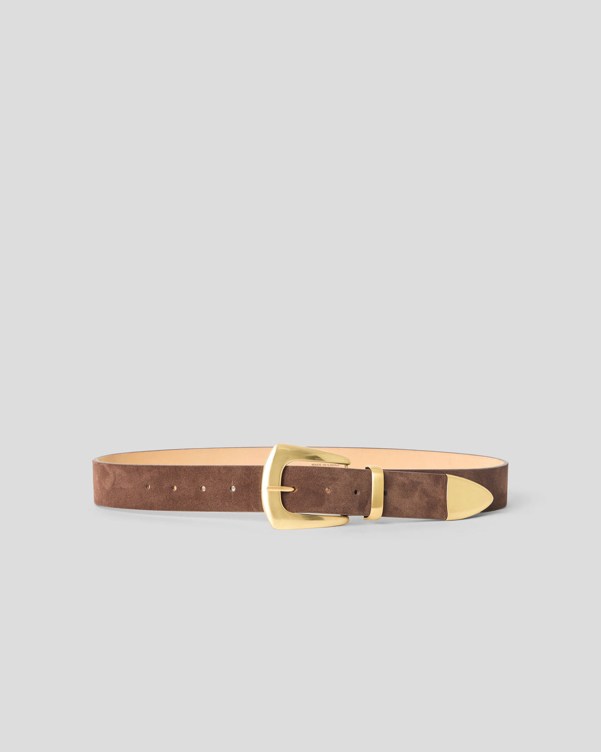 Jordana Mini Belt in Chocolate Suede and Brushed Brass