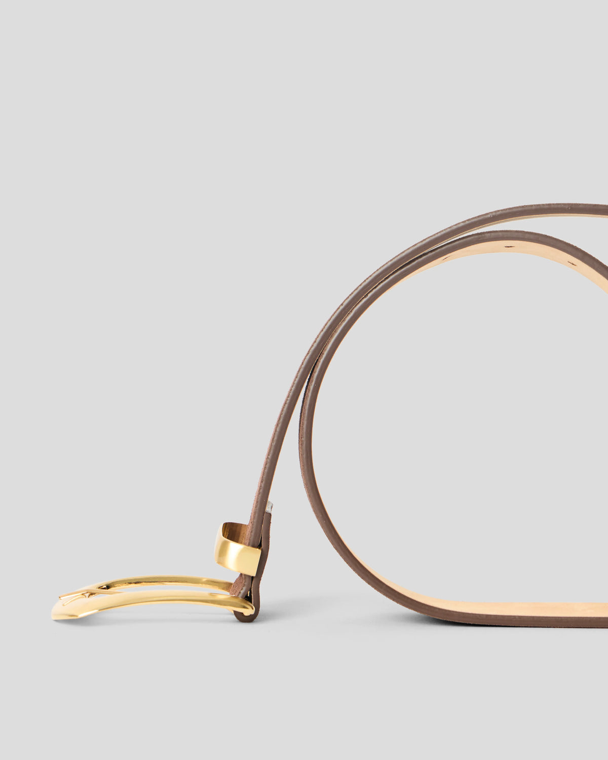 Jordana Mini Belt in Chocolate Suede and Brushed Brass