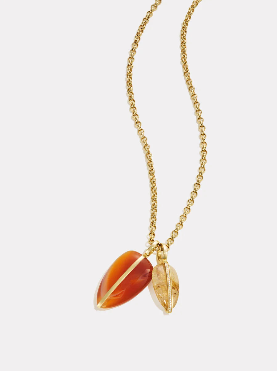 Large Pebble Pendant Red Carnelian 14K