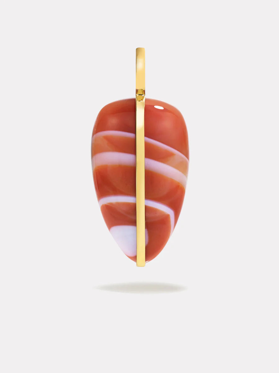 Large Pebble Pendant Red Carnelian 14K