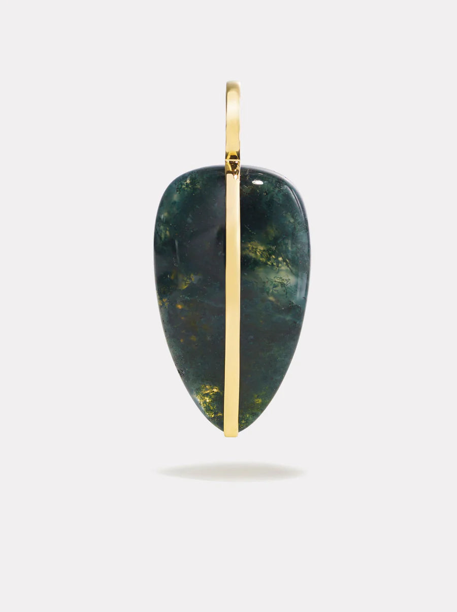 Large Pebble Pendant in Moss Agate