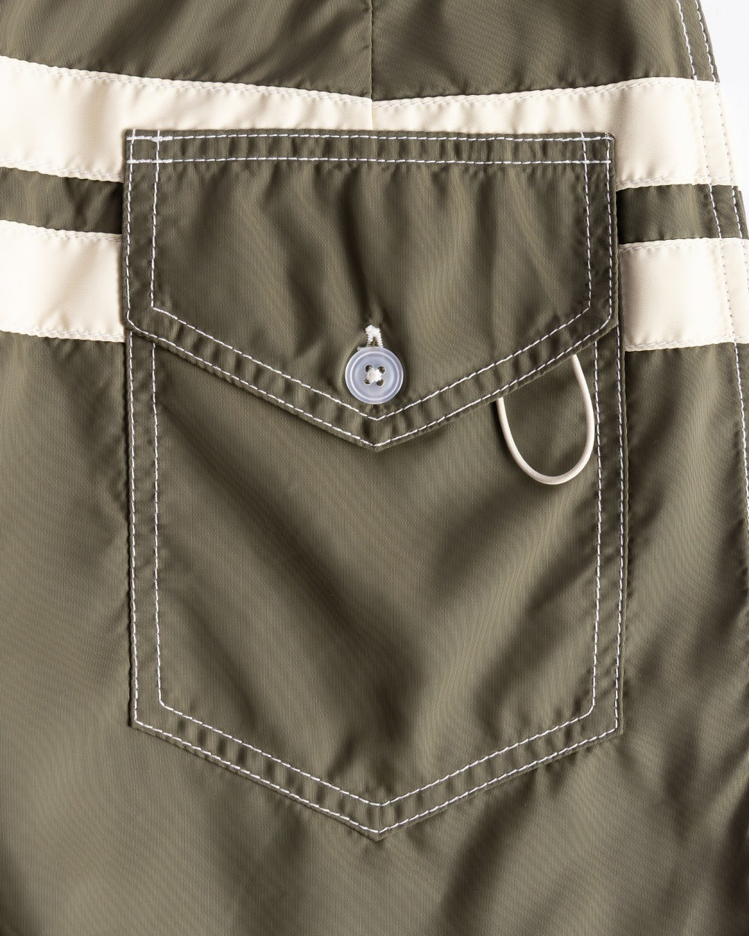 300 Comp Stripe Boardshorts in Dark Olive/Bone