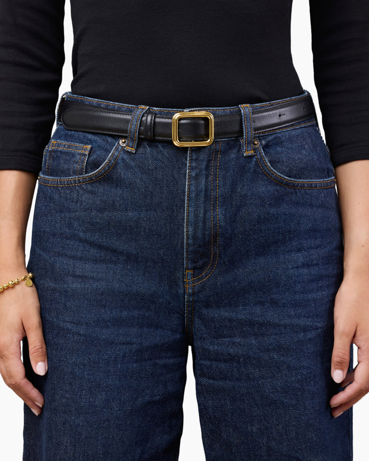 The Georgia Wide Belt in Silver Black Croc