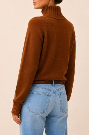 Mock Neck Sweater in Cinnamon
