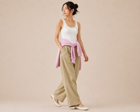 Cloud Cashmere Open Crewneck in Light Pink