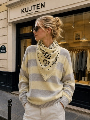 Ryode Set Stripe Polo Sweater in Anis