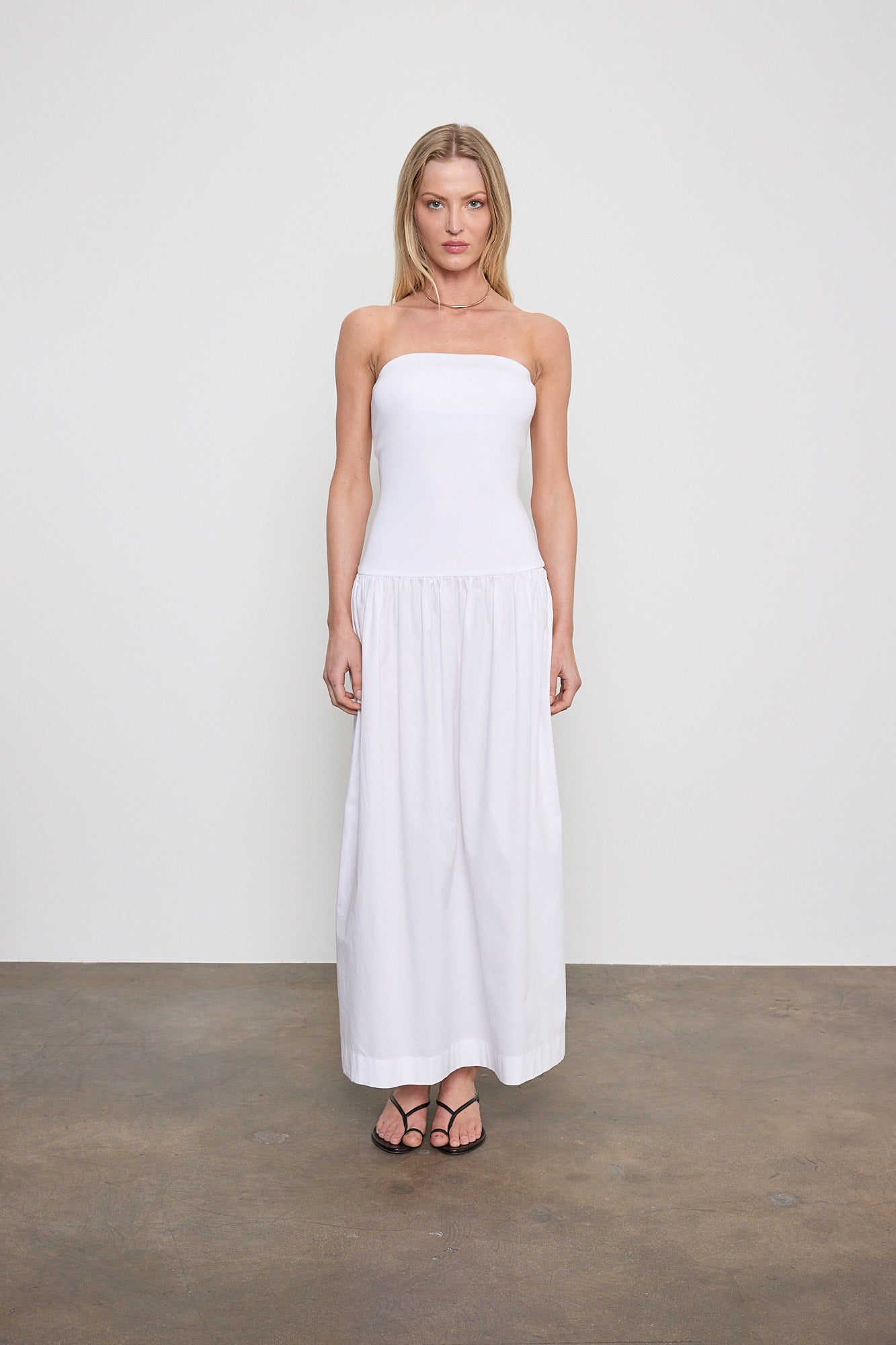 Cotton Bandeau Dress in White