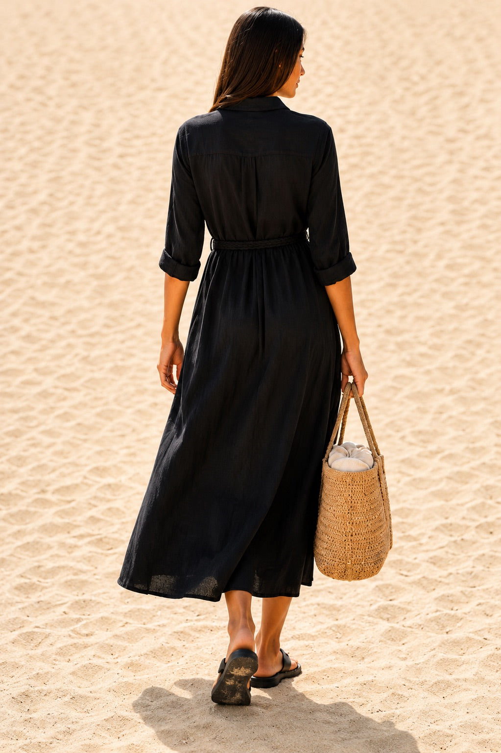 Hollie Linen Dress in Black