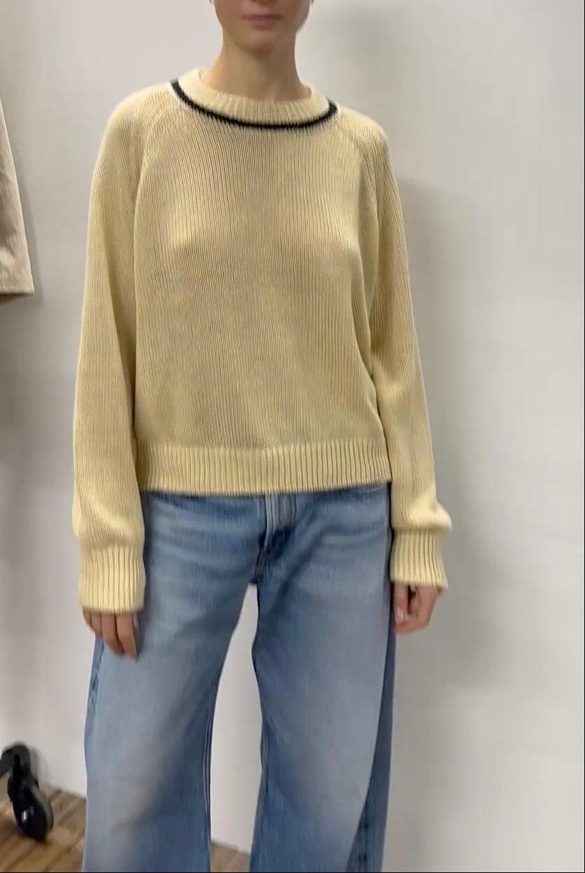 Lind Ringer Crewneck in Wheat/Black