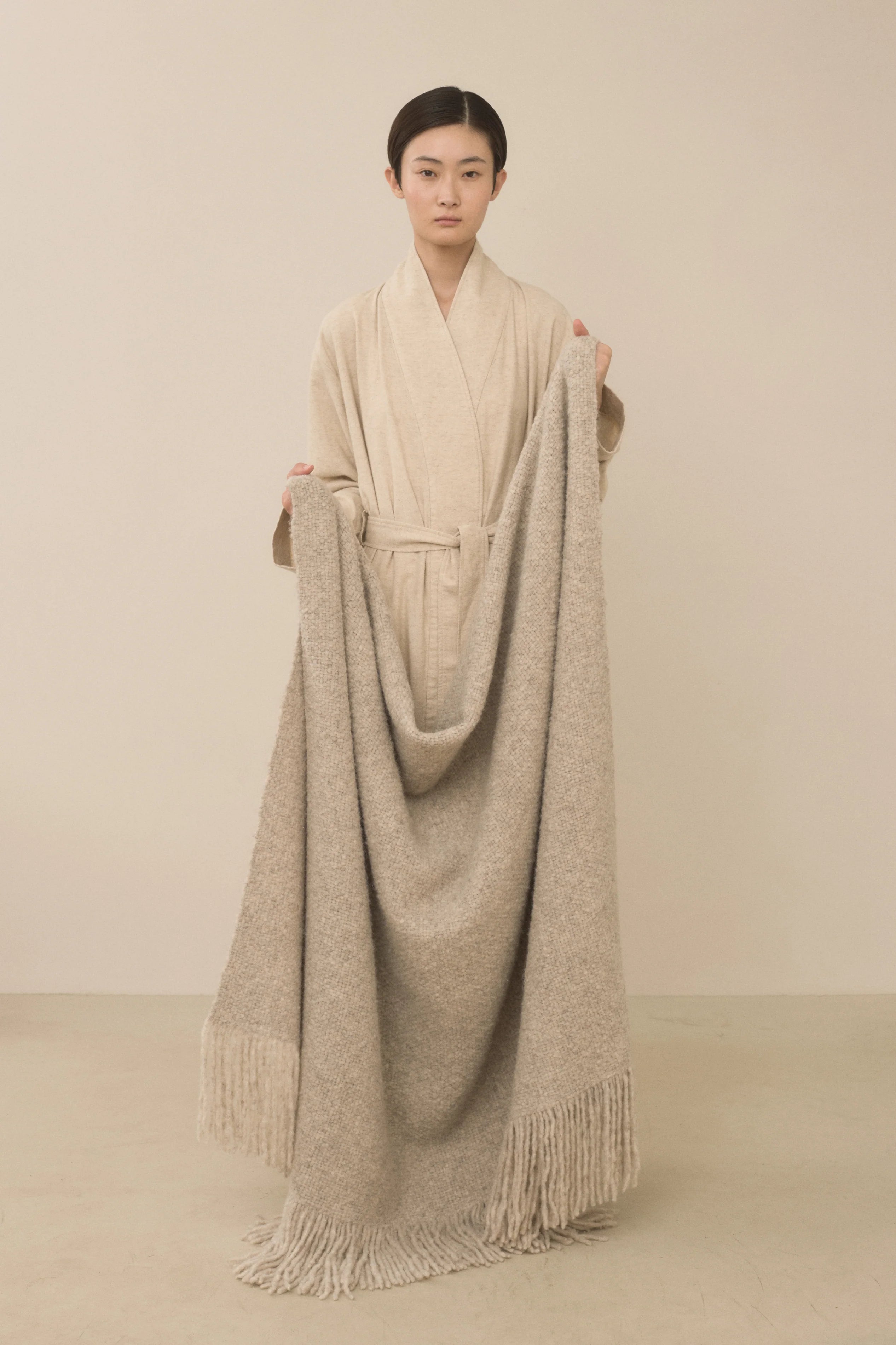 Handwoven Brushed Blanket in Pebble