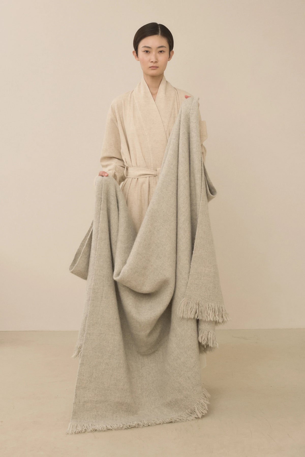 Handwoven Brushed Blanket in Pebble