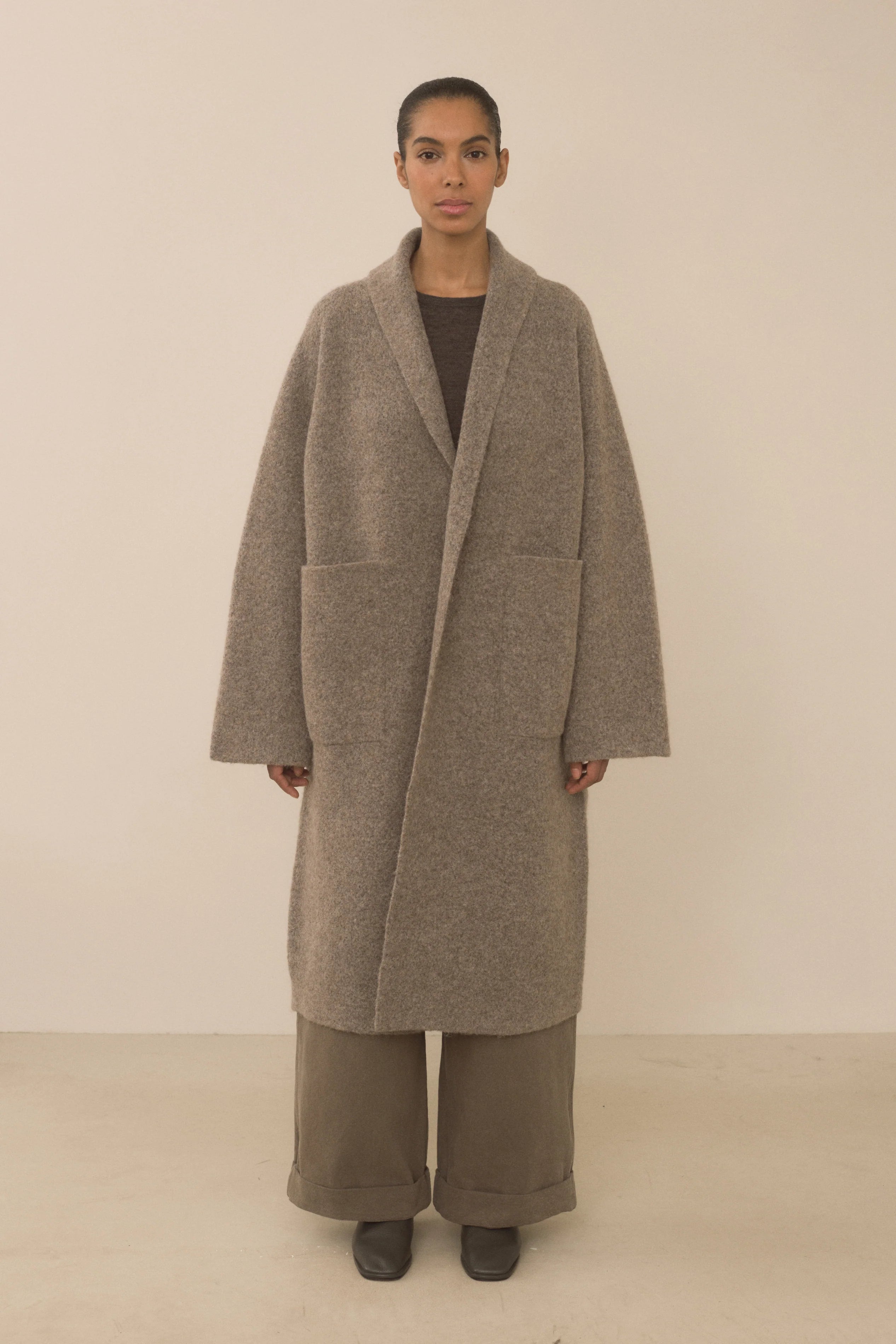 Double Face Long Coat in Moth