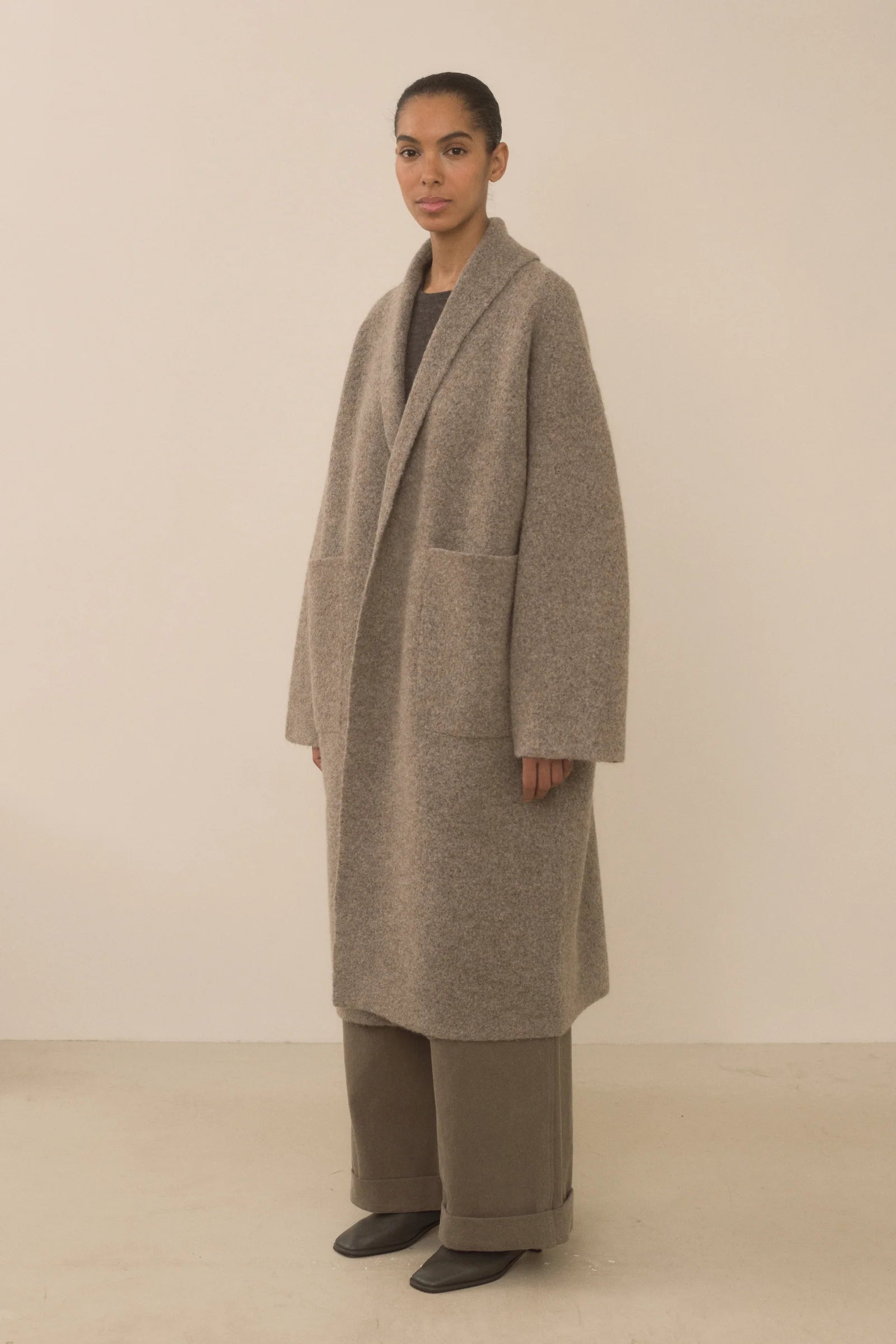 Double Face Long Coat in Moth