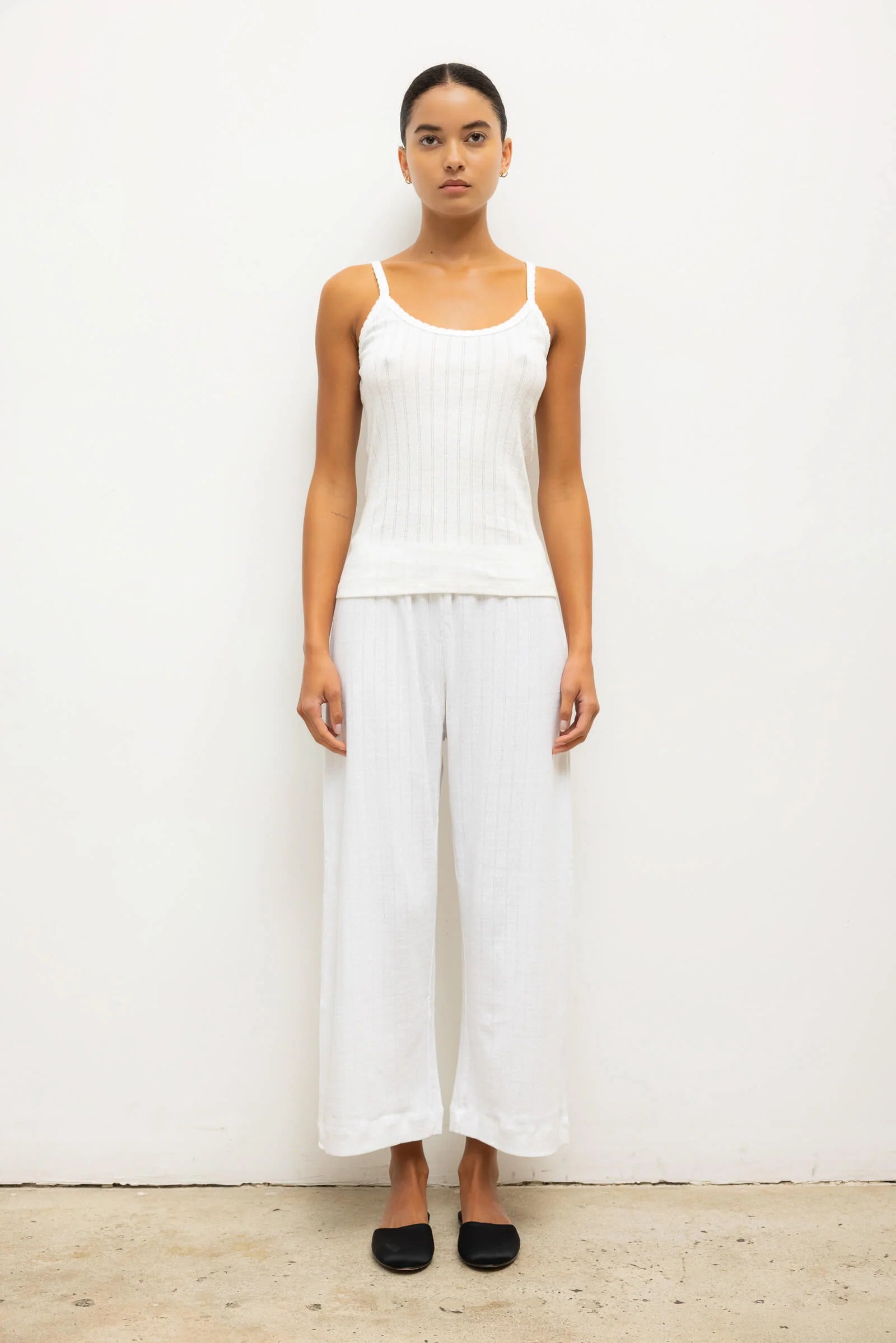 Pointelle Classic Tank Top in White