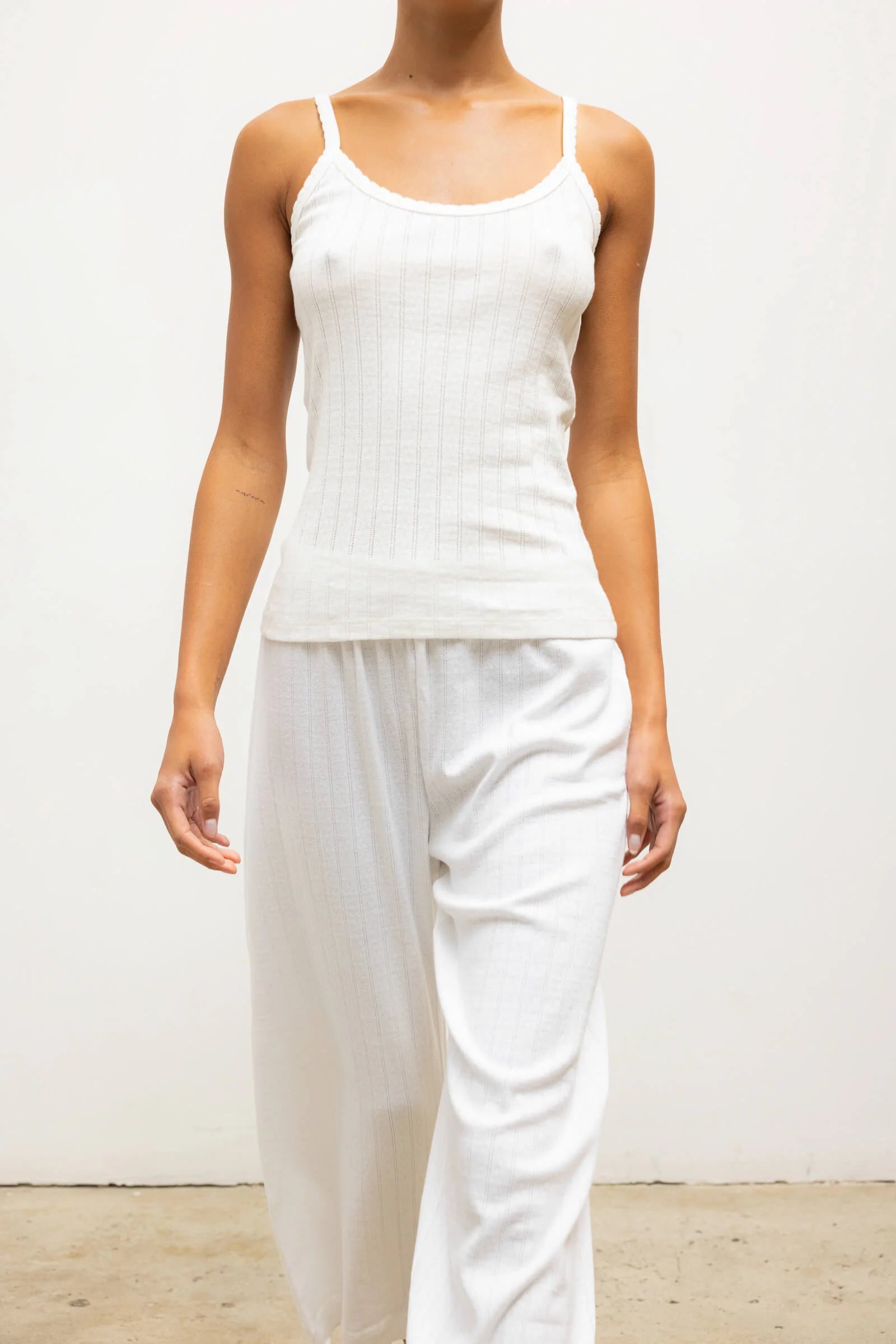 Pointelle Classic Tank Top in White