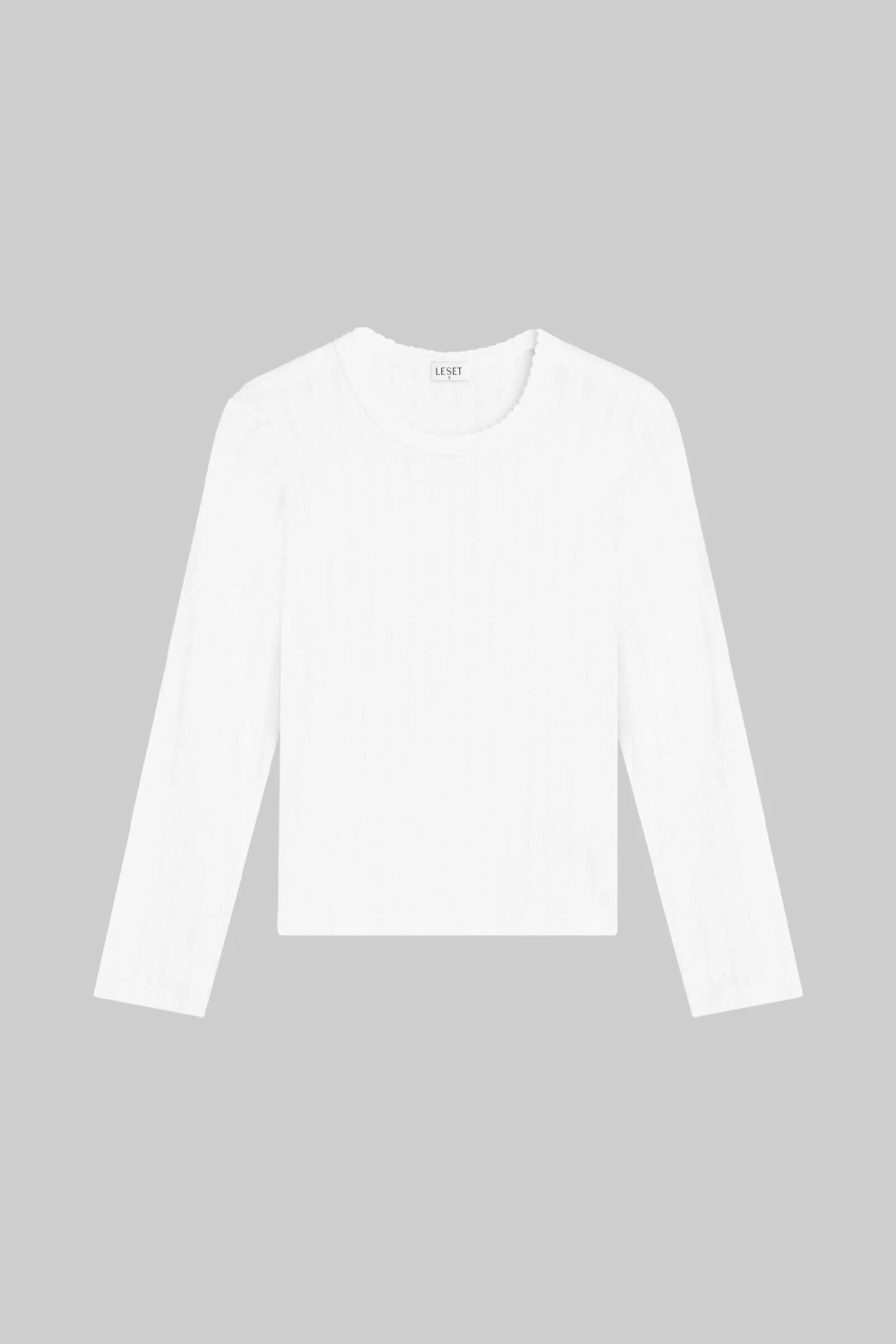 Pointelle Slim Fit Long Sleeve in White